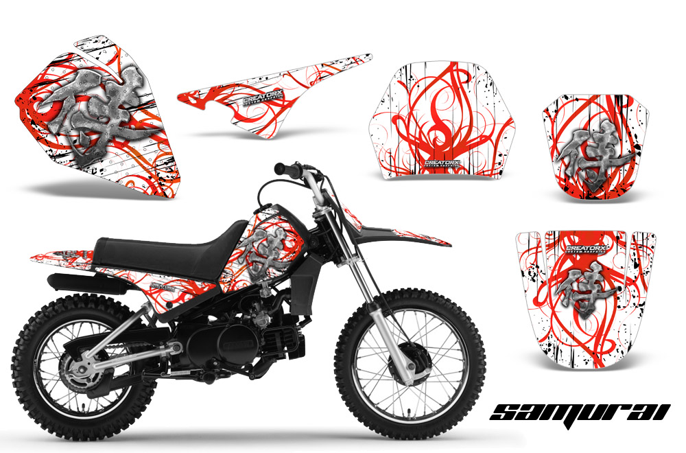 Yamaha PW80 Graphics Kit Samurai Red White